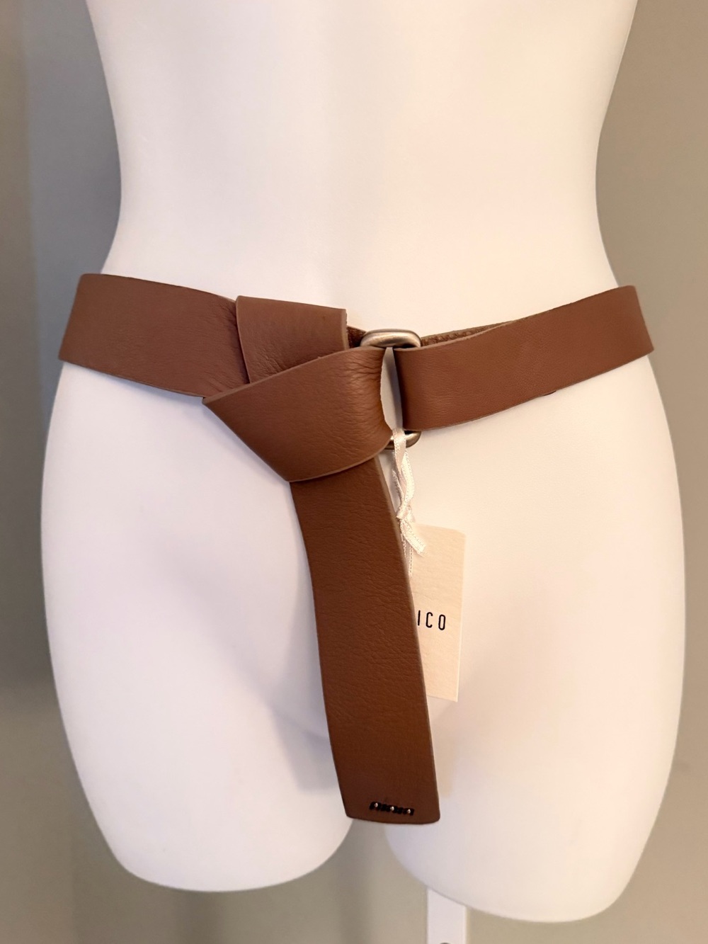 PESERICO Amazing Wrap Ring Knot Belt in Walnut Sz 80 NIB $200!!